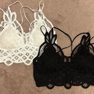 Elegant Lace Bralette Set - Black & White